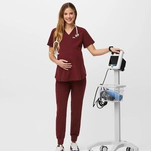 Figs Zamora Maternity Jogger Scrub Pant New with Tags! 2XL Petite Burgundy